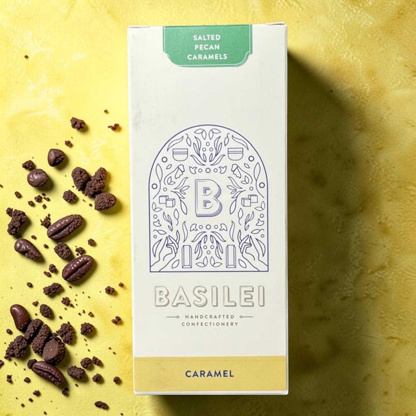 Die Spens Clarens Basilei Pecan Caramel Bar with salted caramel and chopped pecans.