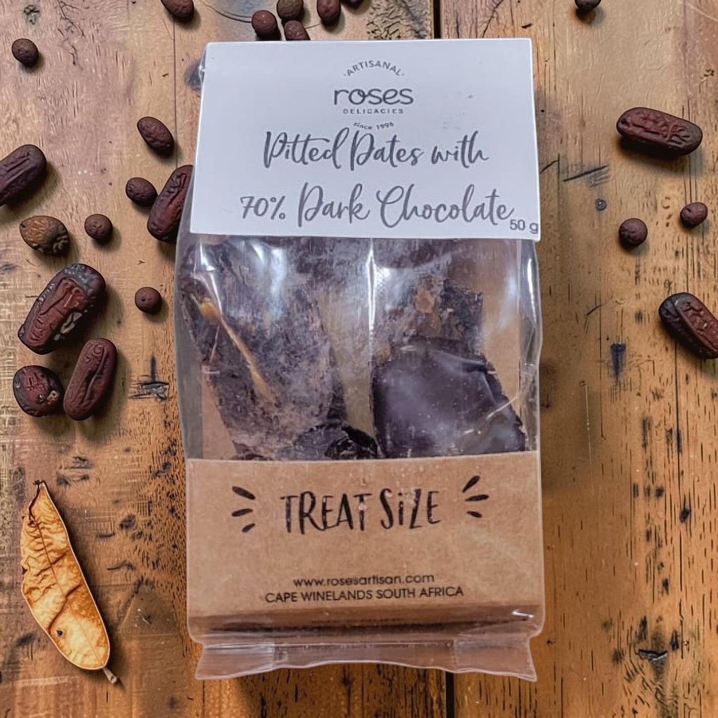 Die Spens Clarens Pitted Dates with 70% Dark Chocolate, a treat size pack of chewy dates coated in rich dark chocolate.