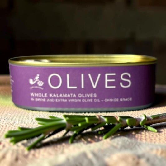 Die Spens Clarens whole Kalamata olives in brine and extra virgin olive oil, choice grade.